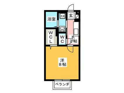 レクエルド(1K/1階)の間取り写真
