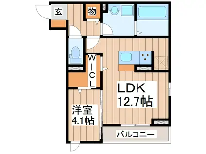 アラモード郡山(1LDK/1階)の間取り写真