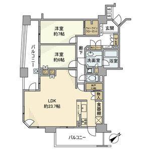 中落合パークホームズ(2LDK/6階)の間取り写真