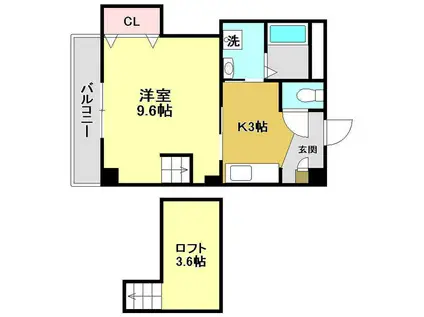 ハーモナイズかもべ(1K/3階)の間取り写真