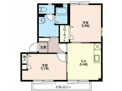 SUNMALLDAIBA(2DK/2階)の間取り写真