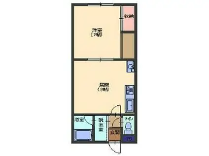 ロイヤルライフ時任(1DK/3階)の間取り写真