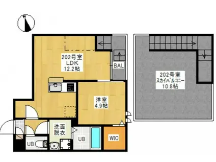 GRANDTIC GLORY(1LDK/2階)の間取り写真