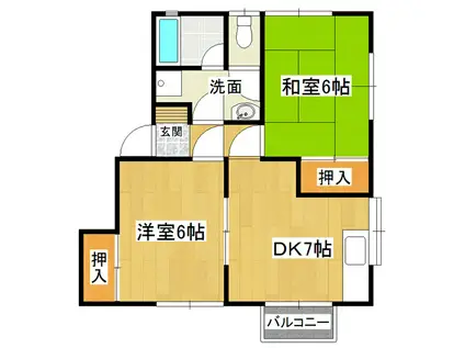 松本ハイツA(2DK/1階)の間取り写真