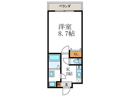 GRANDE COURT御園橋(1K/1階)の間取り写真