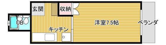 ジュネス石本(1K/2階)の間取り写真