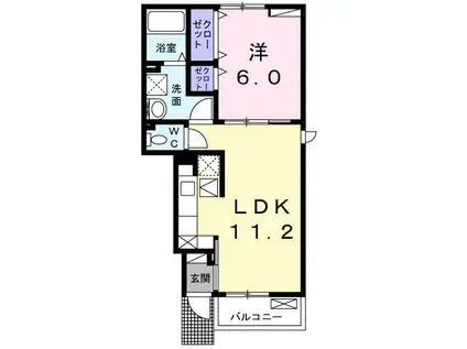 サンリットD(1LDK/1階)の間取り写真