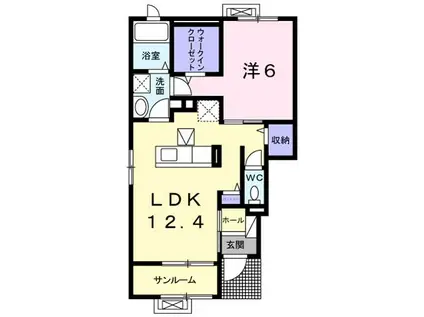 シンシアII(1LDK/1階)の間取り写真