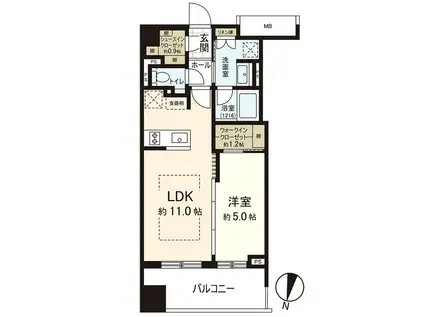 パークリュクス札幌大通公園(1LDK/11階)の間取り写真