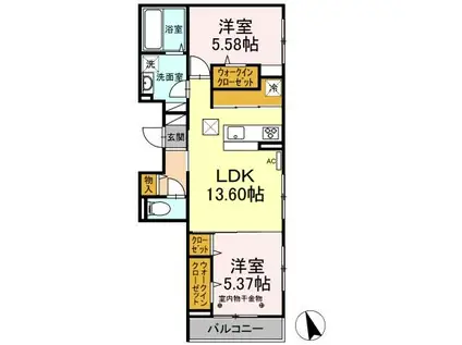 グランツベータ(2LDK/1階)の間取り写真