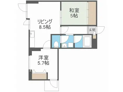 田房ビル(2LDK/2階)の間取り写真