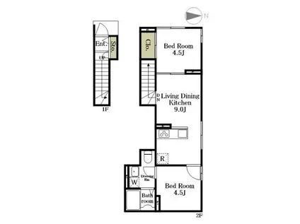 SEPT STELLARIA(2LDK/2階)の間取り写真