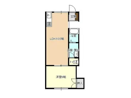 パレス金沢A(1LDK/1階)の間取り写真