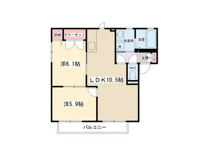 チェリッシュI(2LDK/1階)の間取り写真