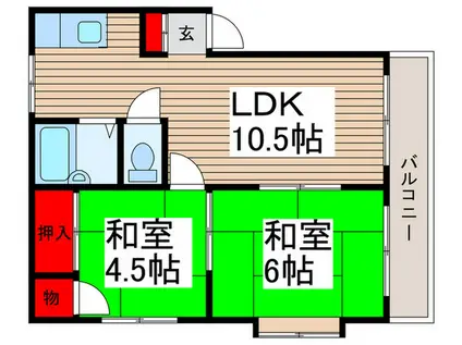 エクセルハイツ(2LDK/2階)の間取り写真