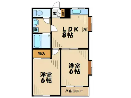 エスポアール・アオキ(2DK/2階)の間取り写真