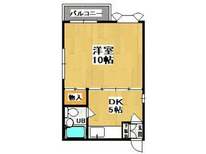 シャトー駒川(1DK/4階)の間取り写真