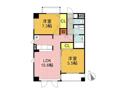 シティライフ植田(2LDK/3階)の間取り写真