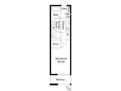 ウィステリア橋本(1K/2階)の間取り写真