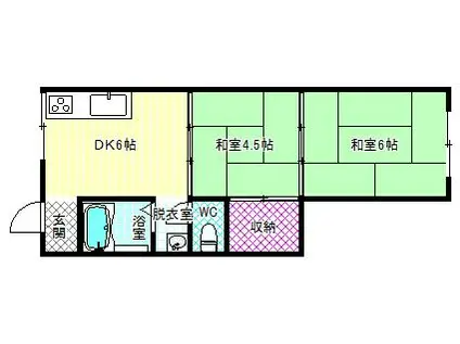 安田ハイツ(2DK/1階)の間取り写真