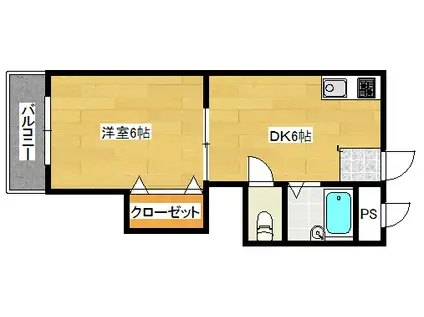 レジデンスイシダ(1DK/2階)の間取り写真