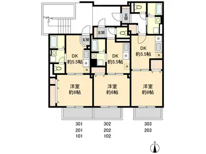 プチ・ウィング(1DK/1階)の間取り写真