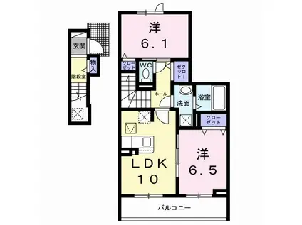 シーパレス弐番館(2LDK/2階)の間取り写真