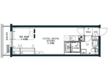 QUADOR西新(1LDK/2階)の間取り写真