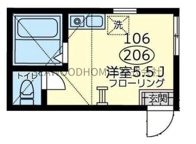ユナイト寺前コーラルコースト(ワンルーム/2階)の間取り写真