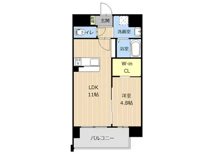 クイーンズ京町(1LDK/2階)の間取り写真