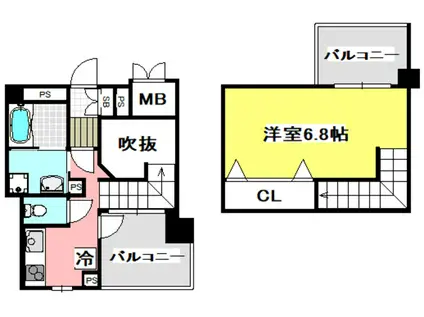 エルメンハイムI(1K/2階)の間取り写真