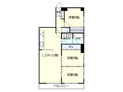 トーカンマンション共研公園(3LDK/3階)の間取り写真