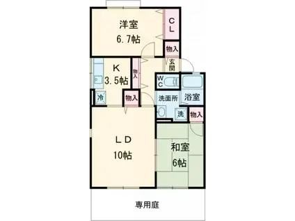 ラ・フォーレ(2LDK/1階)の間取り写真