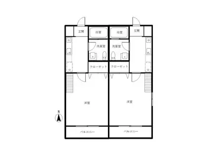 ウエストセントラルハイツB(1K/2階)の間取り写真