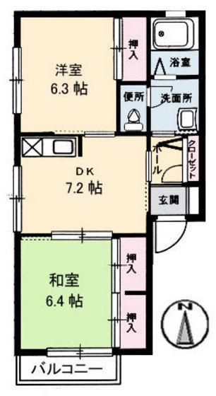 オリエントたになか(2DK/2階)の間取り写真