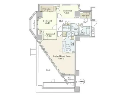 ザ・パークハウス高輪プレイス(3LDK/3階)の間取り写真