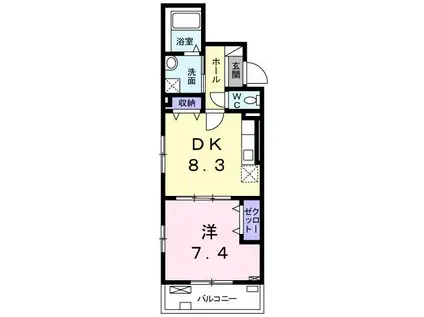 京王相模原線 南大沢駅 徒歩13分 3階建 築8年(1DK/2階)の間取り写真