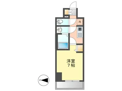 メイクス城西RESIDENCE(1K/7階)の間取り写真