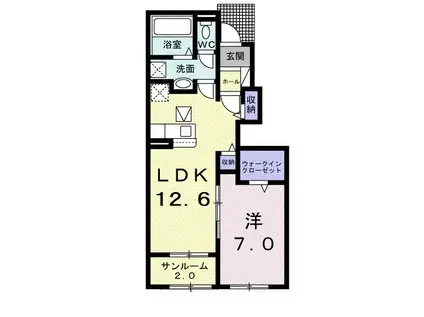 ザ・ビレッジグリーン山口町I(1LDK/1階)の間取り写真