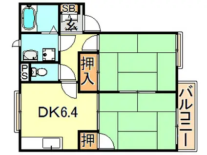フレグランス明石西I(2DK/1階)の間取り写真