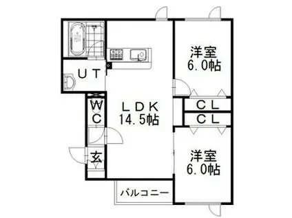 パルクアベニール参番館(2LDK/1階)の間取り写真