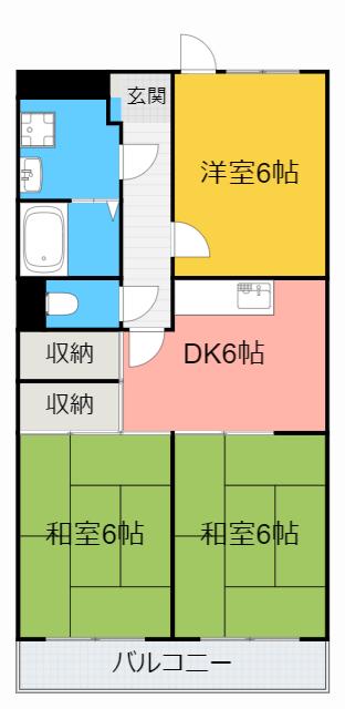 藤井ビル(3DK/2階)の間取り写真