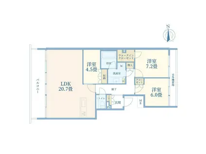 加賀レジデンス(3LDK/12階)の間取り写真