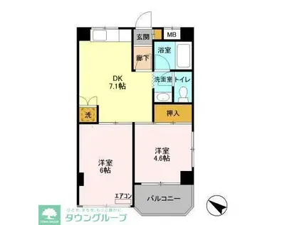 フロントアイランドハイツ(2DK/3階)の間取り写真