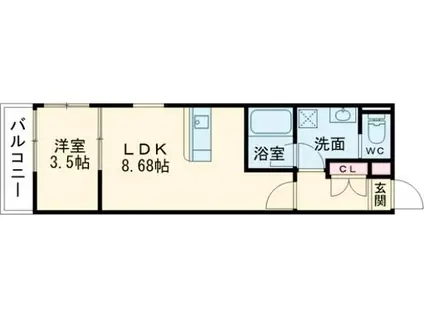 ARIVIA知立(1LDK/2階)の間取り写真