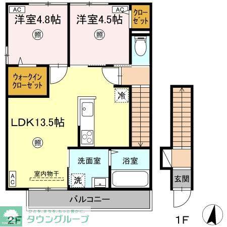 D-ROOM鳥飼1丁目工事(2LDK/2階)の間取り写真