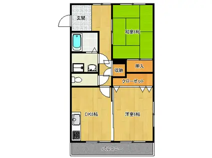 アベニュー(2DK/2階)の間取り写真