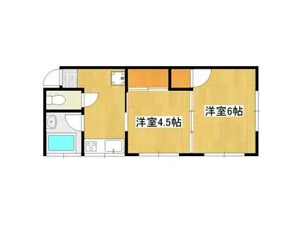 コーポ日建(2K/1階)の間取り写真