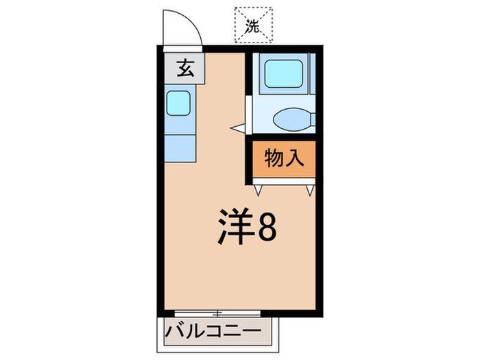 パールハイツ向ヶ丘(ワンルーム/2階)の間取り写真