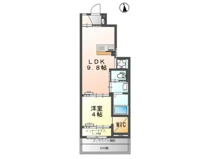 山科区四ノ宮アパート(1LDK/1階)の間取り写真